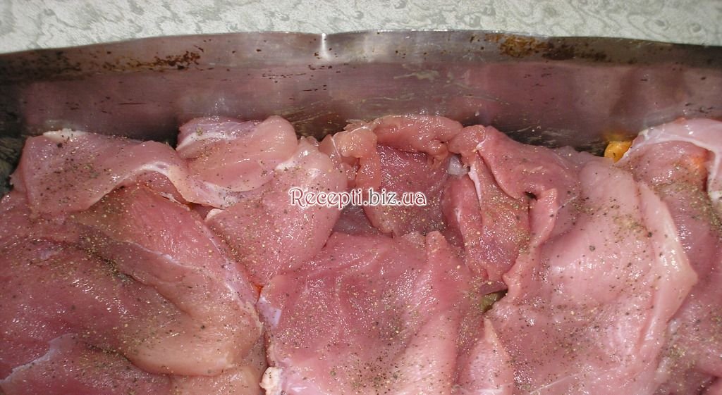 Печеня зі свинини з вершково-гірчичним соусом Перець болгарський