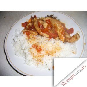 Фото - Свинина у томатно-часниковому маринаді із рисом