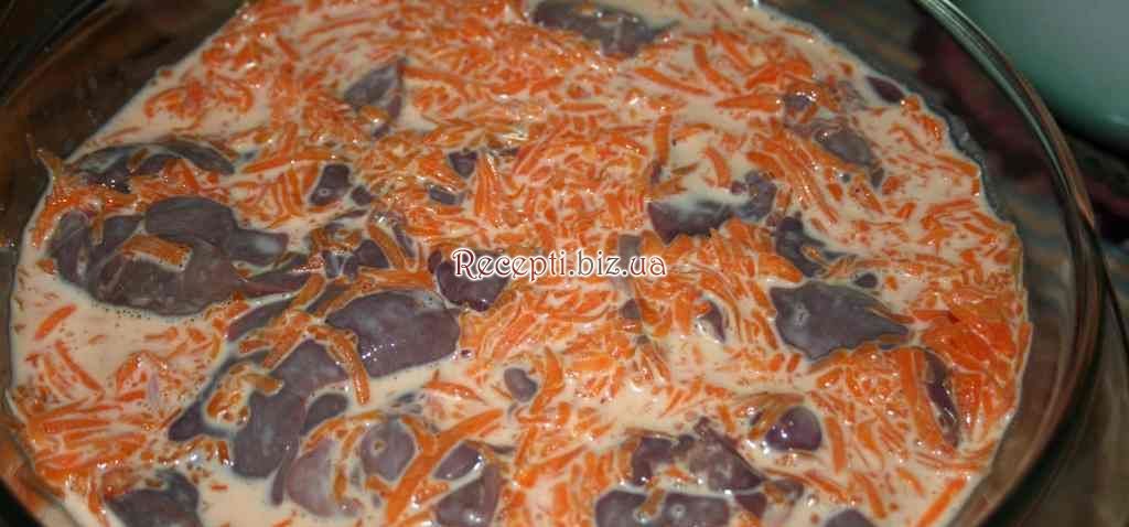 фото Куряча печінка в сметанно-гарбузовому соусі