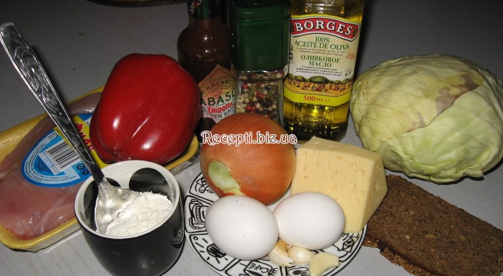 Гострі курячі кульки з капустою і болгарським перцем інгредієнти