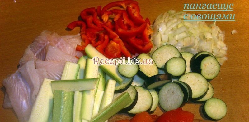 Пангасіус з овочами інгредієнти