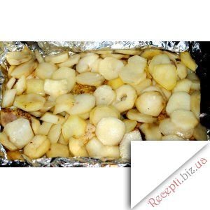 Фото: Курячі ніжки із картоплею, запечeні у фользі